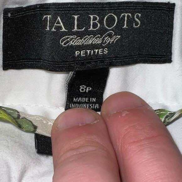 Talbots Petites White Cropped Pants 8P Casual Stretch Cotton Capri - Picture 6 of 6